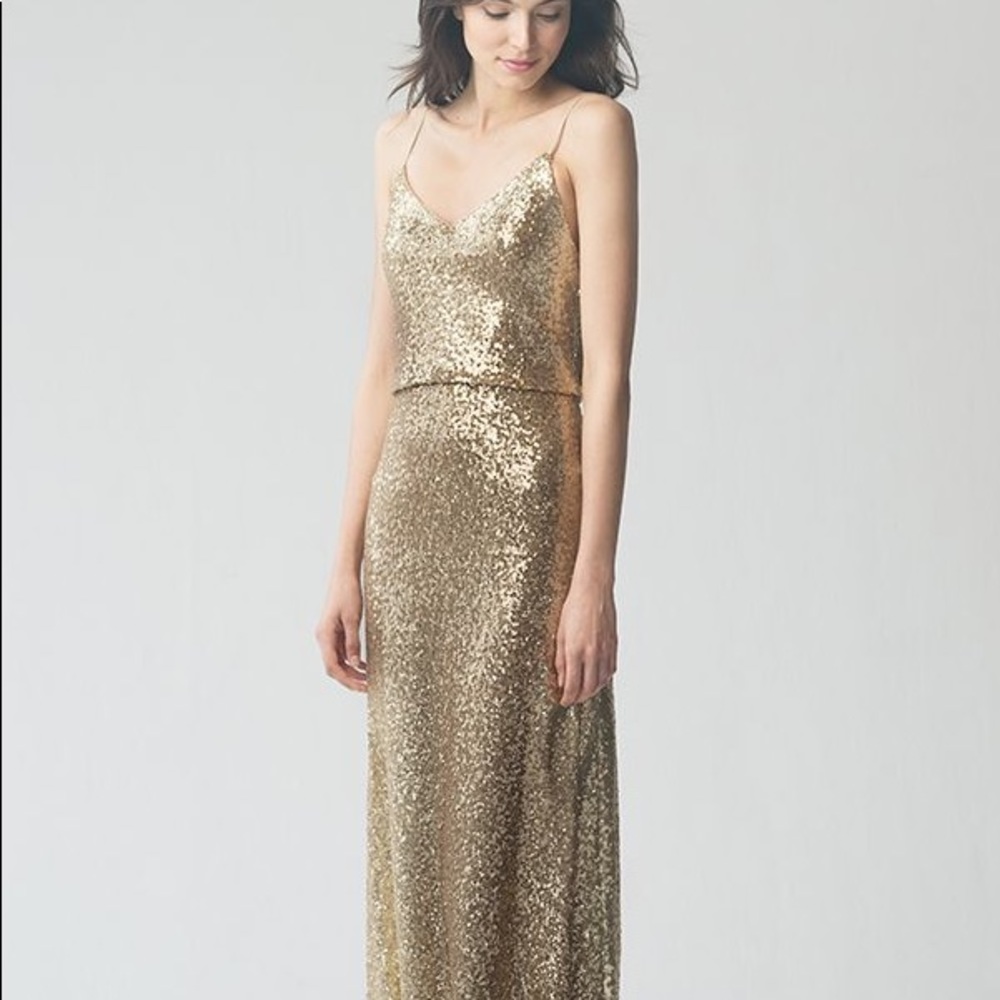 Jenny Yoo gold sequin gown
